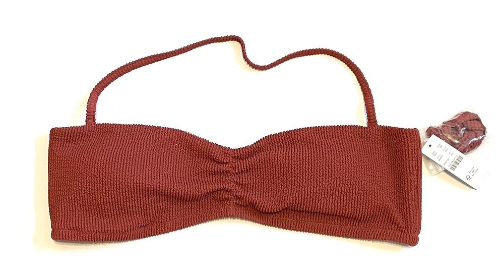 J. Crew Textured Removable Strap Bikini Top Tan Rust Brown Size XXL